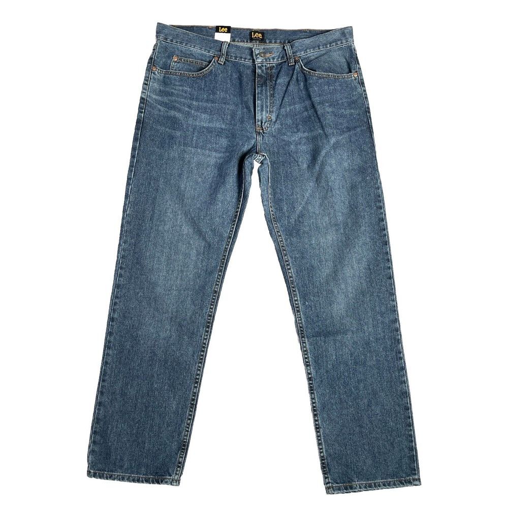 New Lee‎ Regular Fit Straight Leg Men Blue Denim 38W 32L